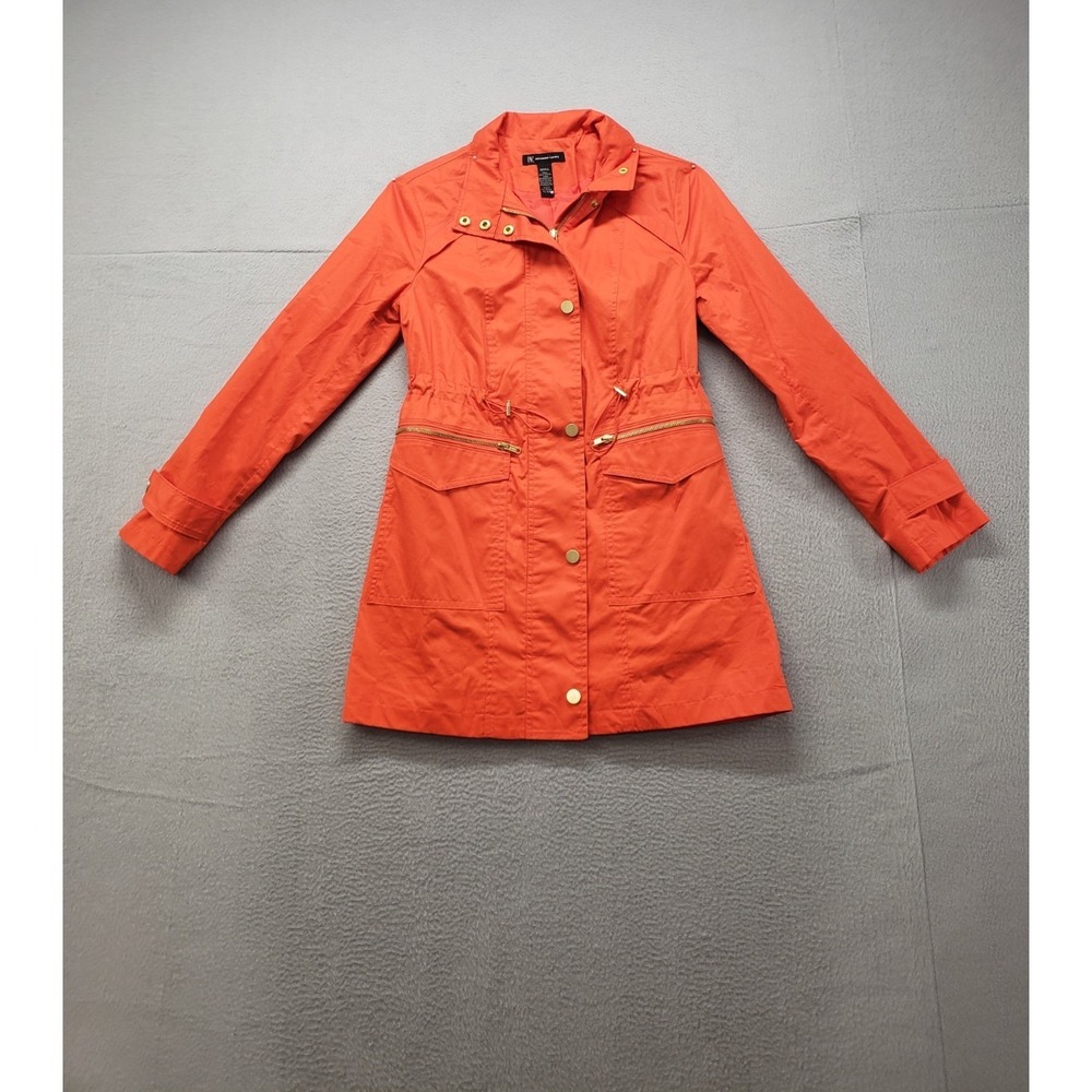 INC International Concepts Women Rain Coat Jacket XS Orange‎ Utility Waterproof